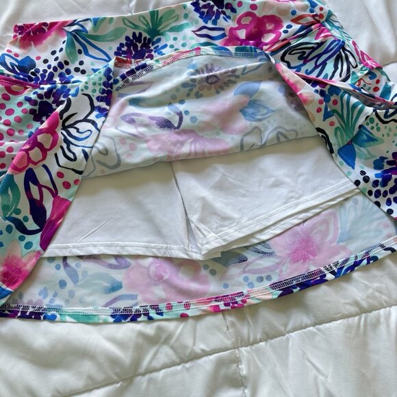 Aryeh Golf Skort Skirt Pink Floral Pull On Stretch Womens Size XL Pockets - Picture 3 of 9